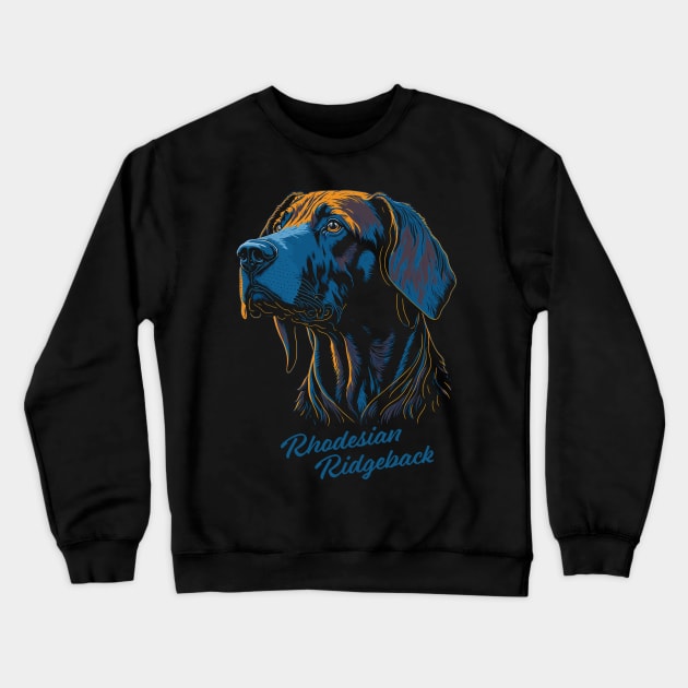 Rhodesian Ridgeback Dog Portrait Southern Africa | Ridgeback Breed | Family Guard Dog Crewneck Sweatshirt by BraaiNinja